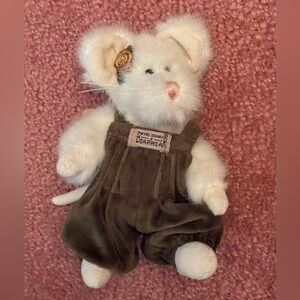 Boyds Bears Archive Collection - White Mouse Wearing Overalls